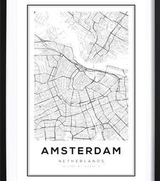 Amsterdam Kaart Poster (50X70Cm) - Wallified - Steden - Poster - Zwart Wit  - Print -... | Bol.Com