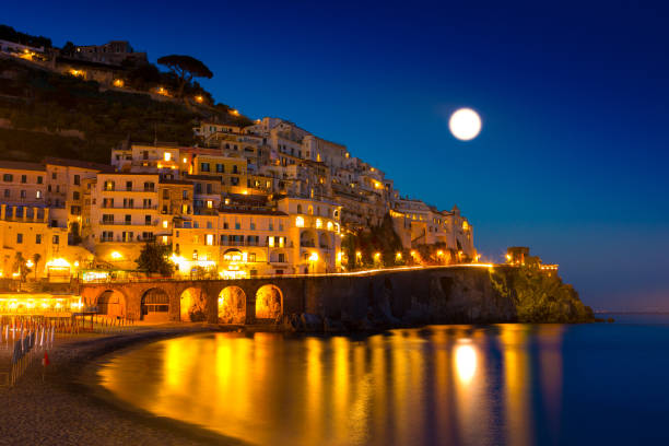 Night View Of Amalfi Stock Photo - Download Image Now - Night, Sorrento -  Italy, Naples - Italy - Istock